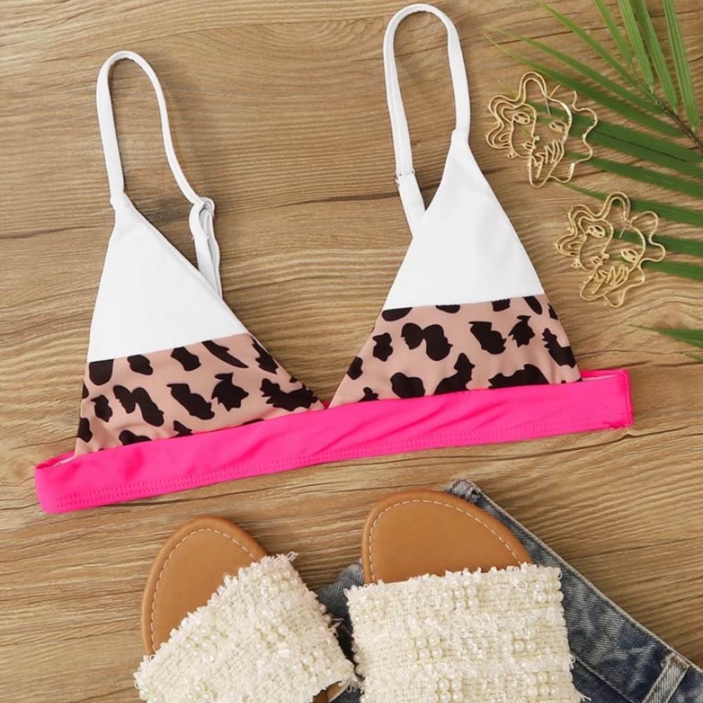 SHEIN NWOT colorblock bikini top